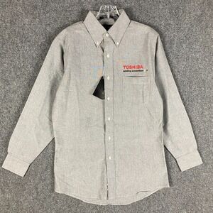 Toshiba Button Down Shirt‎ Men's Small NWD Ultra Club Gray Cotton Blend S